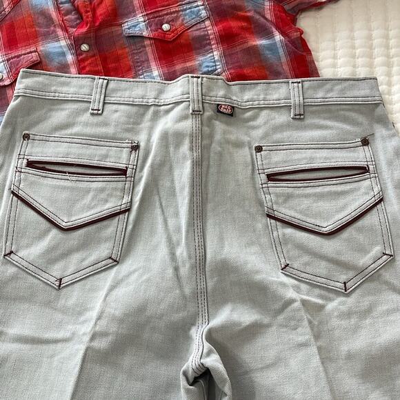 Men's Red Snap Vintage Deadstock 1970s Light Washed Disco Jeans Size 38 - Picture 1 of 6